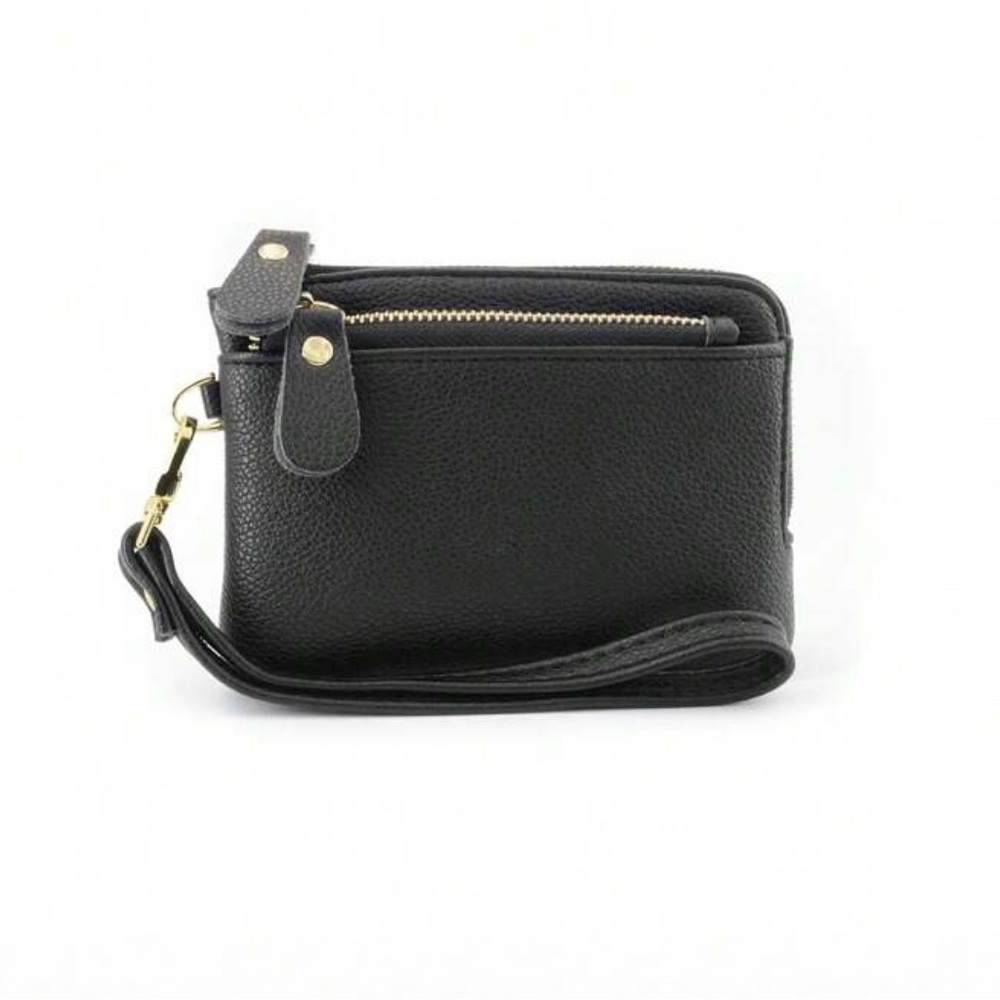 Black Leather Wristlet/Wallet, NWOT (boutique)